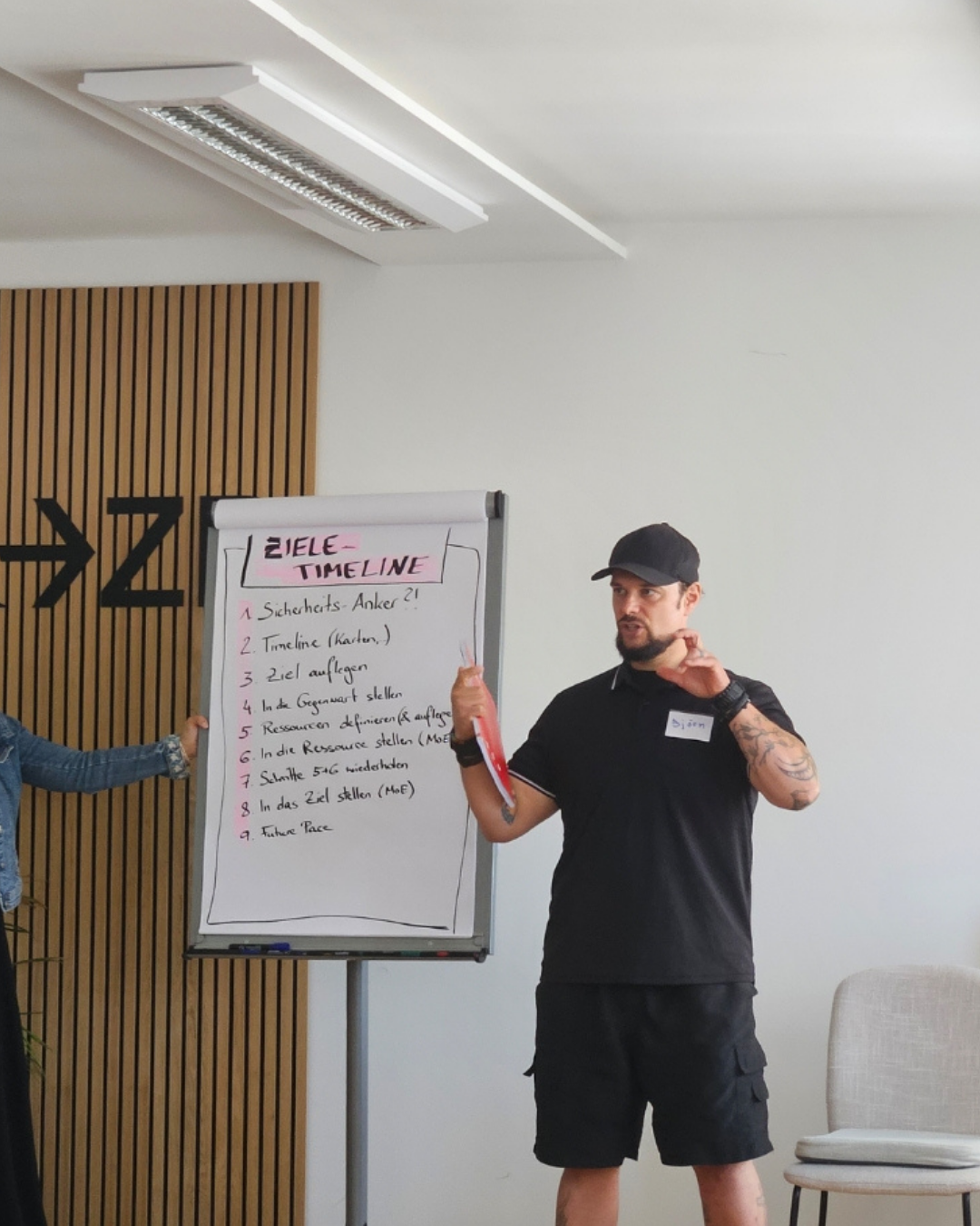 Ziele-Timeline am Flipchart: Schritt-für-Schritt-Format in der NLP Practitioner Ausbildung